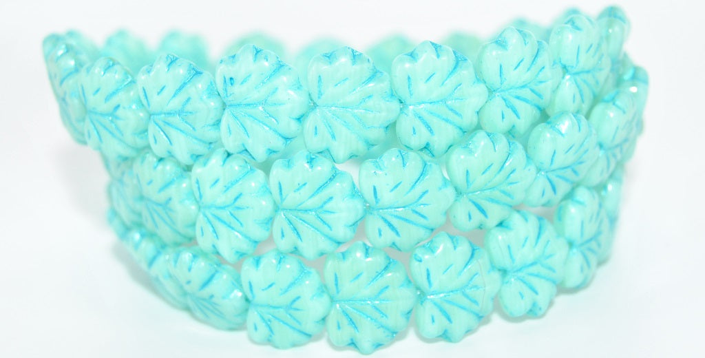 Grape Leaf Pressed Beads, Copper Lined Light Blue Lined (54200-43811), Glass, Czech Republic