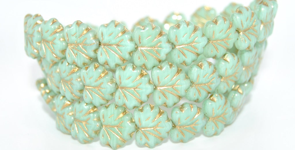 Grape Leaf Pressed Beads, Copper Lined Gold Lined (54200-54202), Glass, Czech Republic