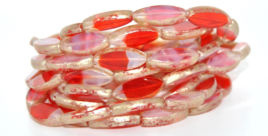 Table Cut Oval Boat Beads, Transparent Brown 86710 (01009008-86710), Glass, Czech Republic