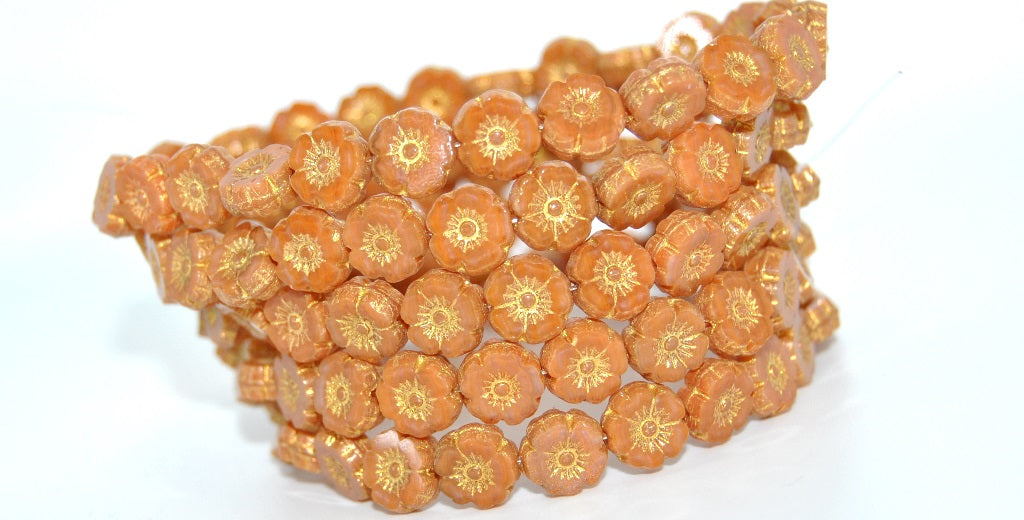 Table Cut Round Beads Hawaii Flowers, 13730B 86710 (13730B-86710), Glass, Czech Republic