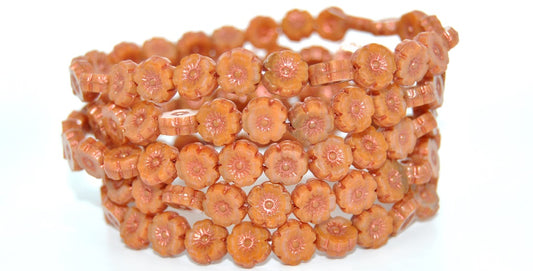 Table Cut Round Beads Hawaii Flowers, 13730 55307 (13730-55307), Glass, Czech Republic