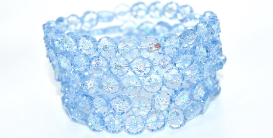 Table Cut Round Beads Hawaii Flowers, Crystal 34307 Ab (00030-34307-AB), Glass, Czech Republic