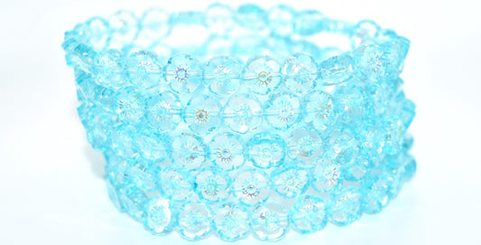 Table Cut Round Beads Hawaii Flowers, Crystal 34308 Ab (00030-34308-AB), Glass, Czech Republic