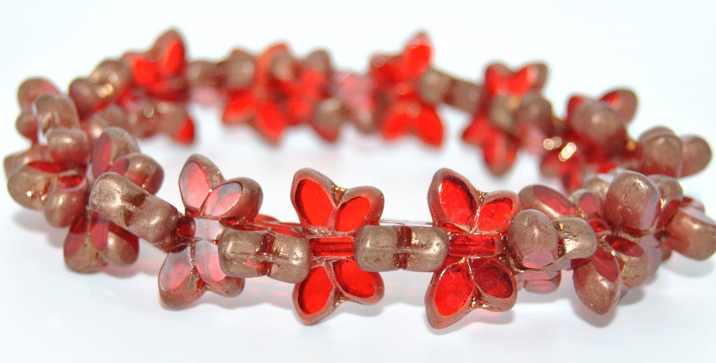 Table Cut Butterfly Beads, Transparent Red Bronze (90090-14415), Glass, Czech Republic