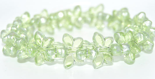 Table Cut Butterfly Beads, Transparent Green 86700 (50500-86700), Glass, Czech Republic