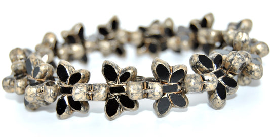 Table Cut Butterfly Beads, Black 86710 (23980-86710), Glass, Czech Republic