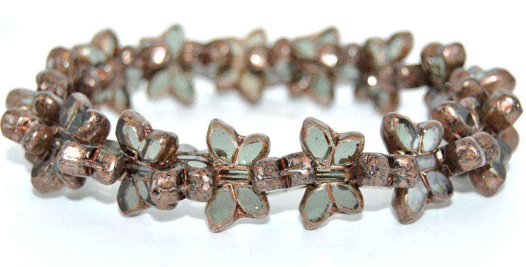 Table Cut Butterfly Beads, Pale Blue 86750 (30310-86750), Glass, Czech Republic