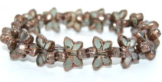 Table Cut Butterfly Beads, Pale Blue 86750 (30310-86750), Glass, Czech Republic