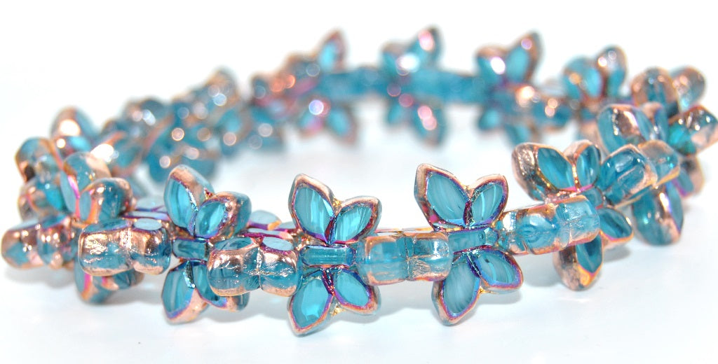 Table Cut Butterfly Beads, Transparent Aqua Vitex 2X (60020-VITEX-2X), Glass, Czech Republic