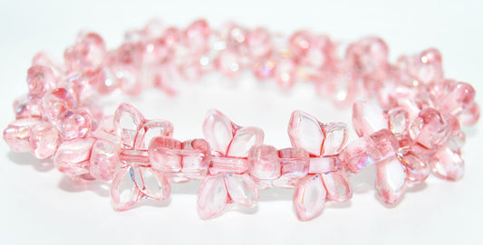 Table Cut Butterfly Beads, Mix Crystal White 34305 Ab (06008-34305-AB), Glass, Czech Republic
