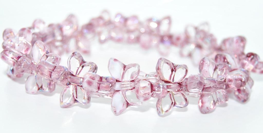 Table Cut Butterfly Beads, Mix Crystal White 34306 Ab (06008-34306-AB), Glass, Czech Republic