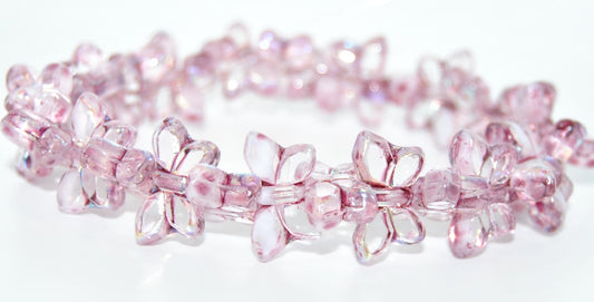 Table Cut Butterfly Beads, Mix Crystal White 34306 Ab (06008-34306-AB), Glass, Czech Republic
