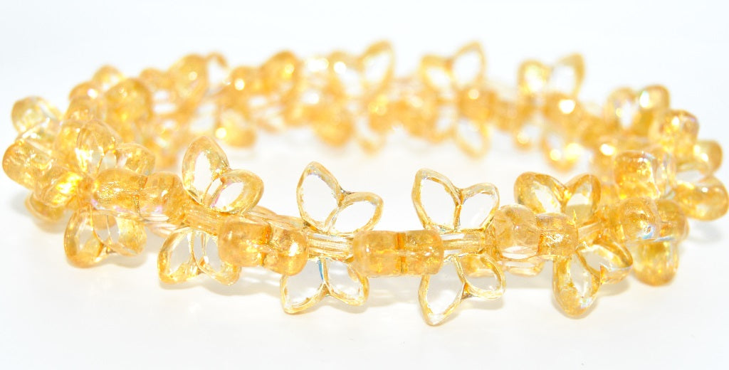 Table Cut Butterfly Beads, Crystal 34302 Ab (00030-34302-AB), Glass, Czech Republic