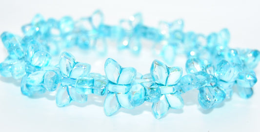 Table Cut Butterfly Beads, Mix Crystal White 34308 Ab (06008-34308-AB), Glass, Czech Republic