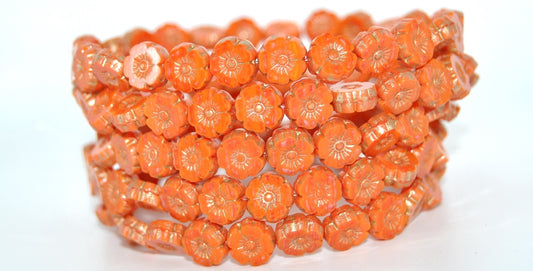 Table Cut Round Beads Hawaii Flowers, 9312140 86710 (9312140-86710), Glass, Czech Republic