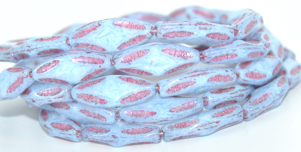 6-Petal Flower Pressed Glass Beads, White 34807 34307 (02010-34807-34307), Glass, Czech Republic