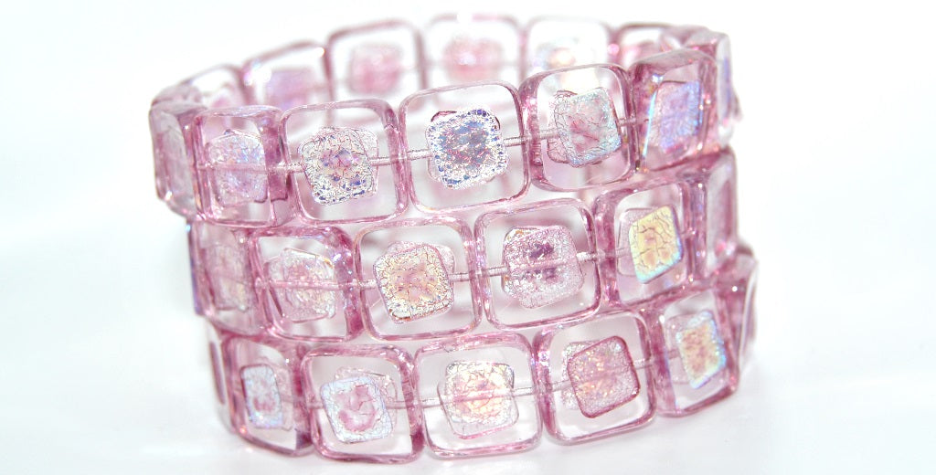 Table Cut Square Beads With Turned Square, Crystal 34306 Ab (00030-34306-AB), Glass, Czech Republic