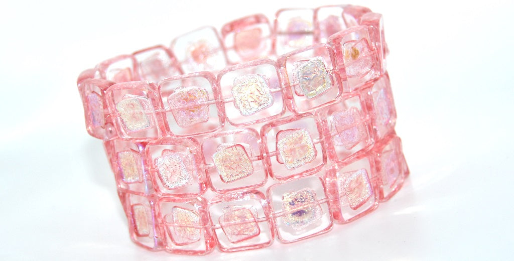 Table Cut Square Beads With Turned Square, Crystal 34304 Ab (00030-34304-AB), Glass, Czech Republic