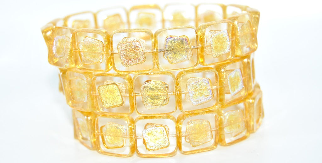 Table Cut Square Beads With Turned Square, Crystal 34302 Ab (00030-34302-AB), Glass, Czech Republic