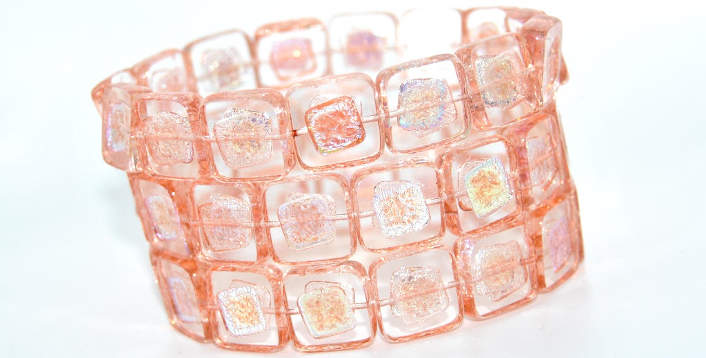 Table Cut Square Beads With Turned Square, Crystal 34305 Ab (00030-34305-AB), Glass, Czech Republic