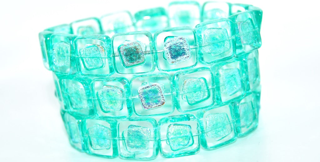 Table Cut Square Beads With Turned Square, Crystal 34309 Ab (00030-34309-AB), Glass, Czech Republic