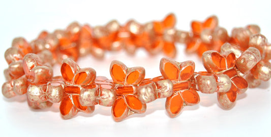 Table Cut Butterfly Beads, Transparent Orange 86710 (90020-86710), Glass, Czech Republic