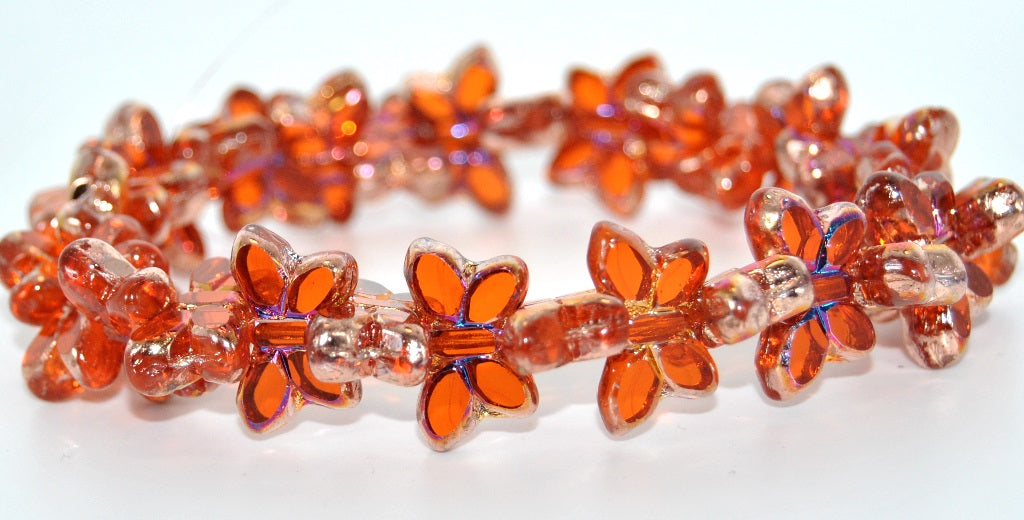 Table Cut Butterfly Beads, Transparent Orange Sliperit 2Xside (90020-29500-2XSIDE), Glass, Czech Republic