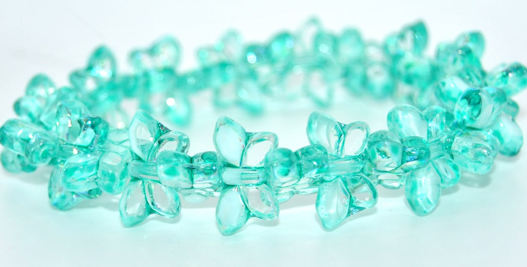 Table Cut Butterfly Beads, Mix Crystal White 34309 Ab (06008-34309-AB), Glass, Czech Republic
