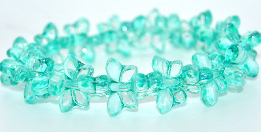 Table Cut Butterfly Beads, Mix Crystal White 34309 Ab (06008-34309-AB), Glass, Czech Republic