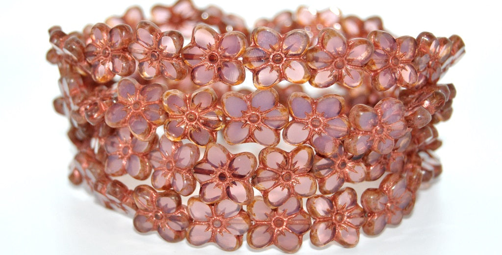 Table Cut Flower Beads Linum, Opal Pink 86 55307 (71000-86-55307), Glass, Czech Republic