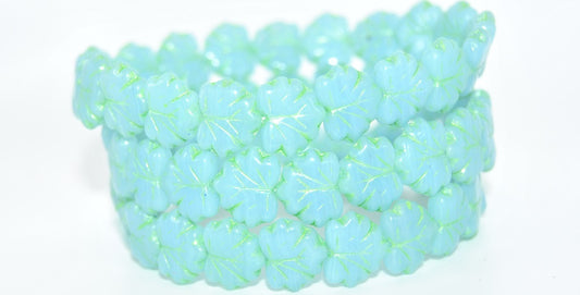 Grape Leaf Pressed Beads, Opal Blue 43813 (31010-43813), Glass, Czech Republic