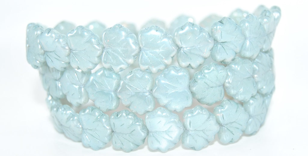 Grape Leaf Pressed Beads, Opal White 14458 (01000-14458), Glass, Czech Republic