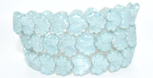 Grape Leaf Pressed Beads, Opal White 14458 (01000-14458), Glass, Czech Republic