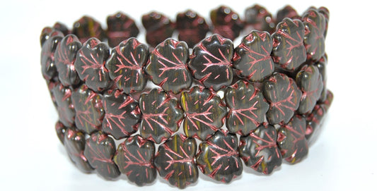 Grape Leaf Pressed Beads, Mix Brown Crystal Copper Lined (16617-43806), Glass, Czech Republic