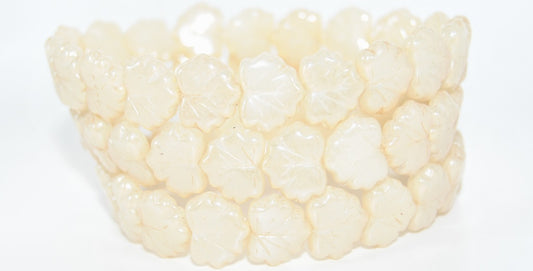 Grape Leaf Pressed Beads, Opal White Luster Brown Full Coated (01000-14413), Glass, Czech Republic