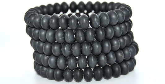 Rondelle Pressed Glass Beads, Black Matte (23980-M), Glass, Czech Republic