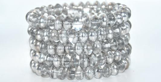 Rondelle Pressed Glass Beads, Crystal Crystal Silver Half Coating (00030-27001), Glass, Czech Republic