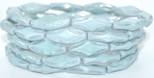 6-Petal Flower Pressed Glass Beads, White 14458 (02010-14458), Glass, Czech Republic