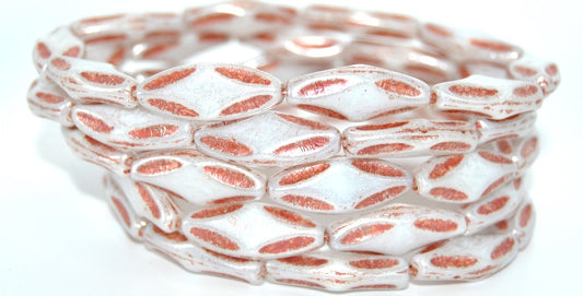 6-Petal Flower Pressed Glass Beads, White Copper Lined 34301 (02010-43806-34301), Glass, Czech Republic