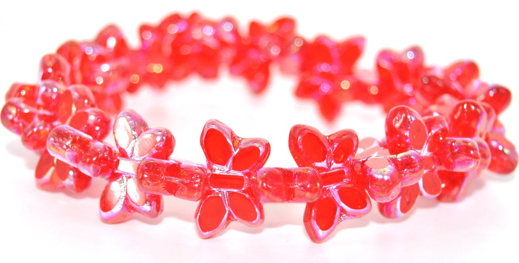 Table Cut Butterfly Beads, Ruby Red Ab 2Xside (90080-AB-2XSIDE), Glass, Czech Republic
