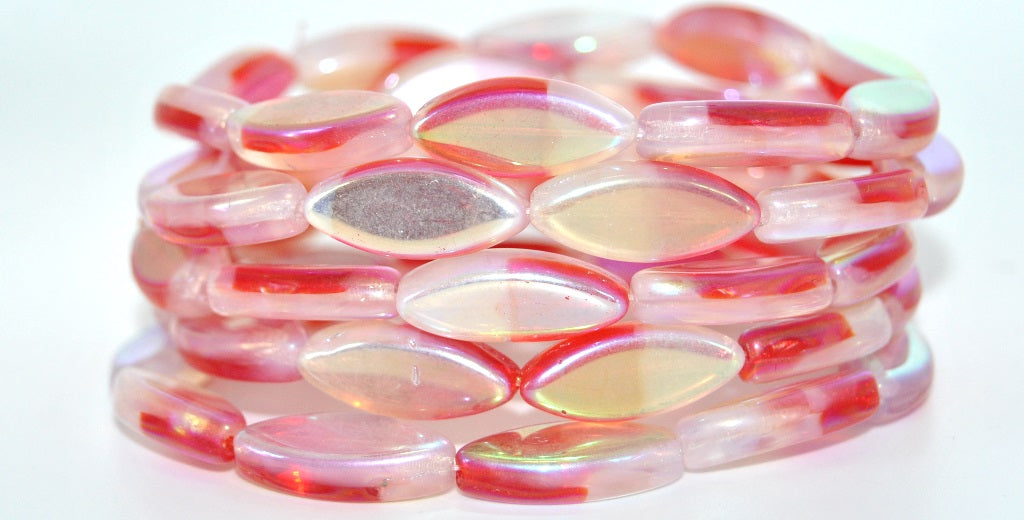 Boat Oval Pressed Glass Beads,96020100 Ab 2Xside (96020100-AB-2XSIDE), Glass, Czech Republic