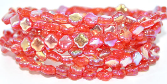 Pressed Beads, Mixed Colors Orange Ab Full (2X Side) Ab 2Xside (MIX-ORANGE-28703-AB-2XSIDE), Glass, Czech Republic