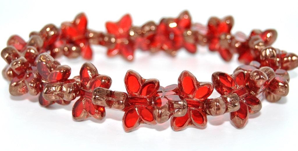 Table Cut Butterfly Beads,Ruby Red Bronze (90080-14415), Glass, Czech Republic