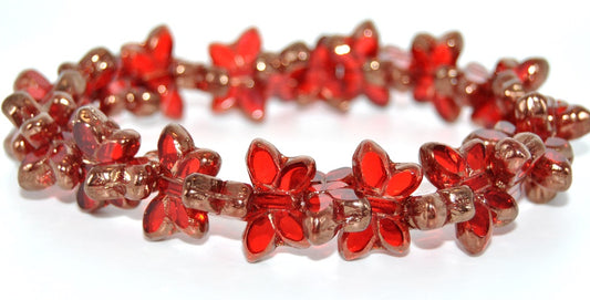 Table Cut Butterfly Beads,Ruby Red Bronze (90080-14415), Glass, Czech Republic