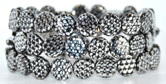 Flat Round Coin Pressed Glass Beads,Black K3201 S2 (23980-K3201-S2), Glass, Czech Republic