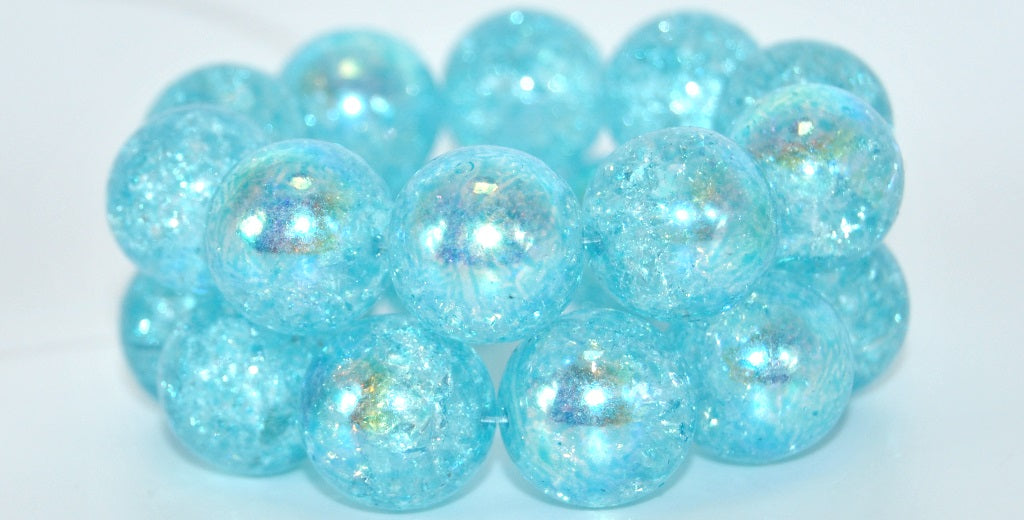 Round Pressed Glass Beads Druck,Crystal Crack 34308 Ab (00030-CRACK-34308-AB), Glass, Czech Republic