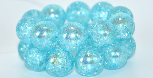 Round Pressed Glass Beads Druck,Crystal Crack 34308 Ab (00030-CRACK-34308-AB), Glass, Czech Republic