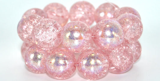 Round Pressed Glass Beads Druck,Crystal Crack 34304 Ab (00030-CRACK-34304-AB), Glass, Czech Republic