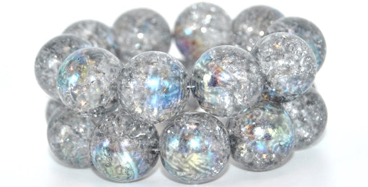 Round Pressed Glass Beads Druck,Crystal Crack 34311 Ab (00030-CRACK-34311-AB), Glass, Czech Republic