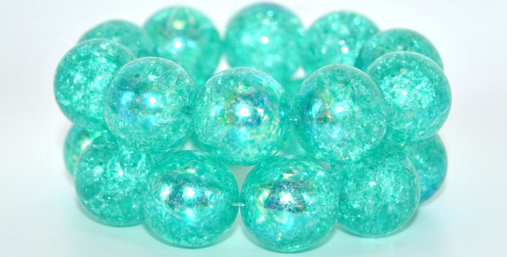 Round Pressed Glass Beads Druck,Crystal Crack 34309 Ab (00030-CRACK-34309-AB), Glass, Czech Republic